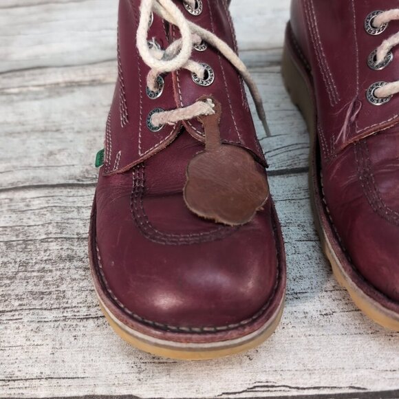Kickers Kick Hi Boots Burgundy Leather Lace-Up Ankle Boots – Unisex main image 11